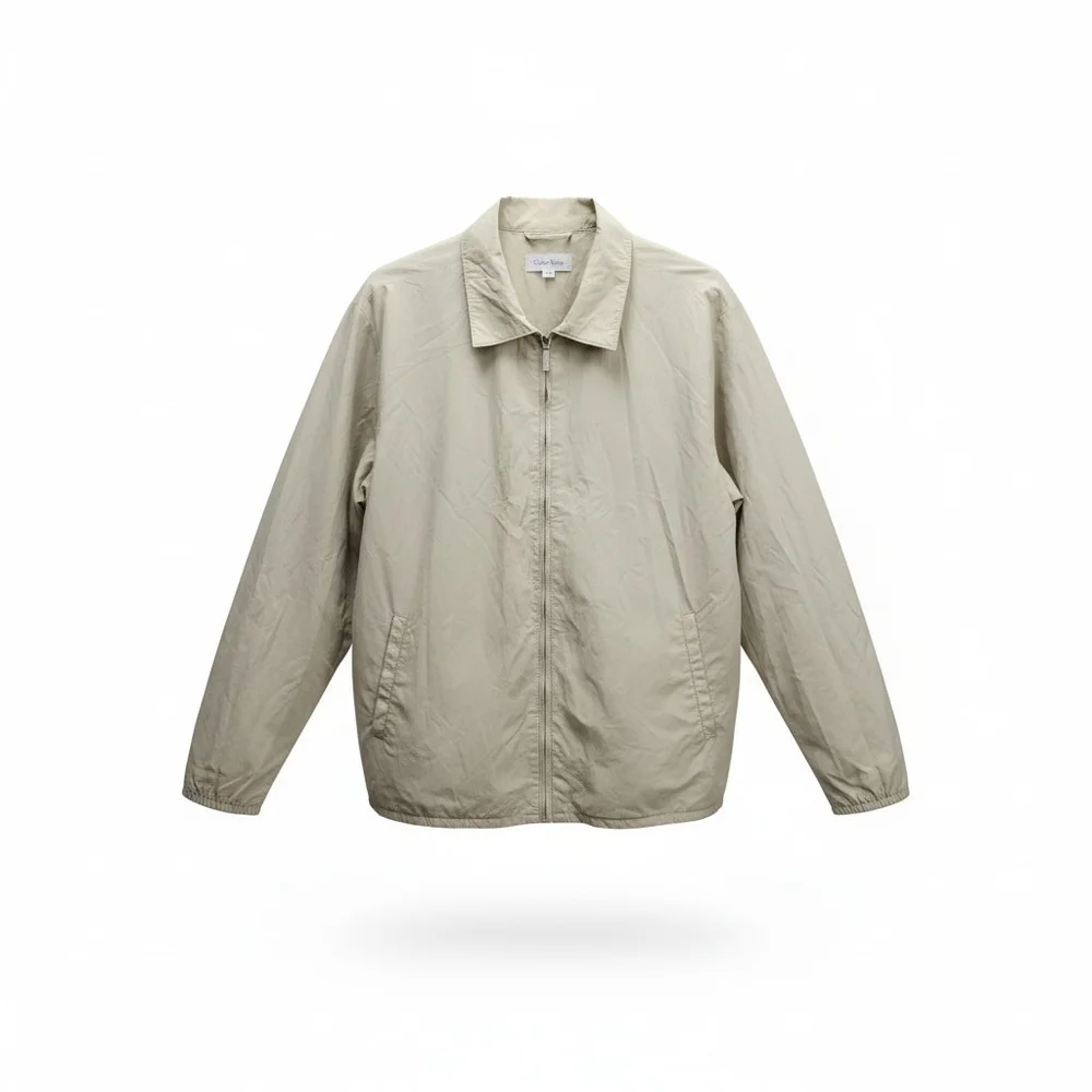 Calvin Klein Men's Beige Full-Zip Collared Long-Sleeves Jacket Size XXL